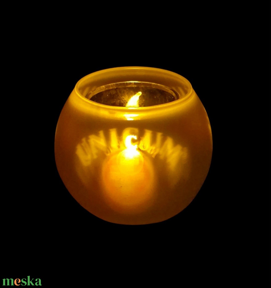 Eredeti Unicum matt üveg mécsestartó � Zwack gyűjtői darab (9 cm) - otthon & életmód - gyertya, illat, aroma - mécses és mécsestartó - Meska.hu
