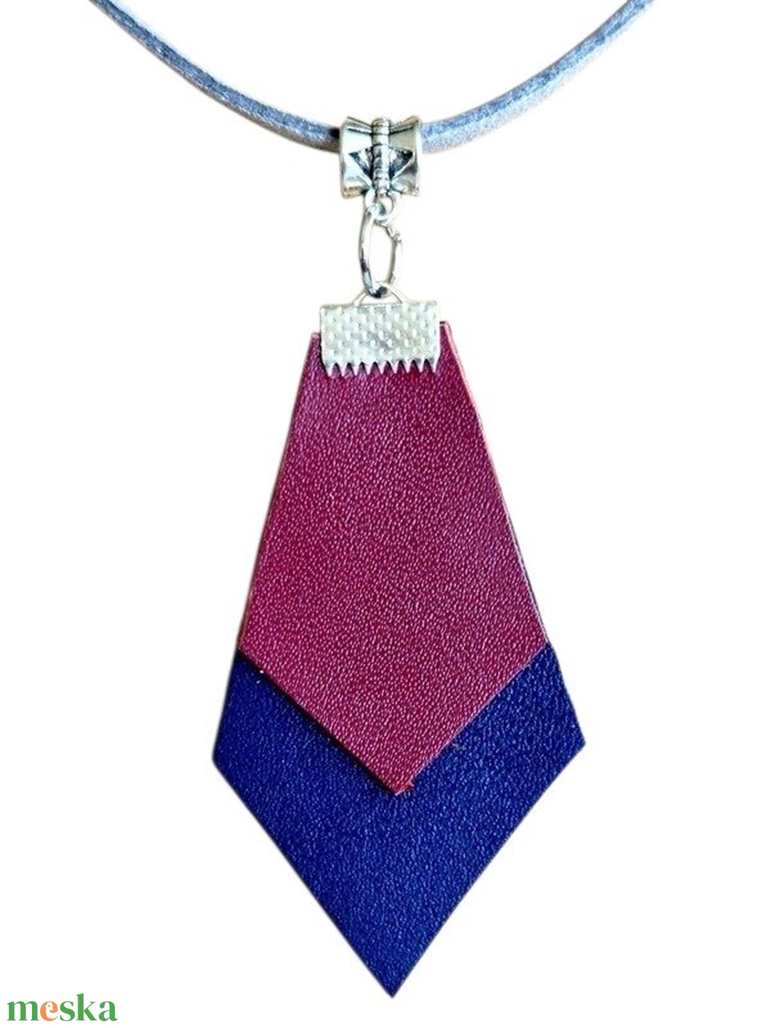 Modern bőr ékszerszett � bordó és tengerészkék rombusz, kézműves design - ékszer - ékszerszett - Meska.hu