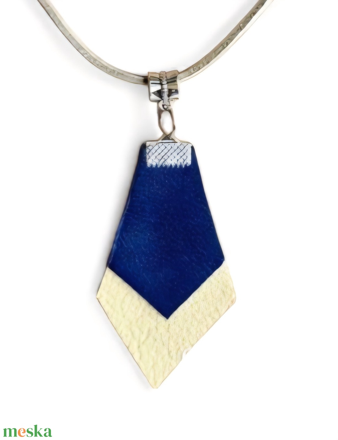 Modern bőr ékszerszett � kék-bézs rombusz, kézműves design - ékszer - ékszerszett - Meska.hu