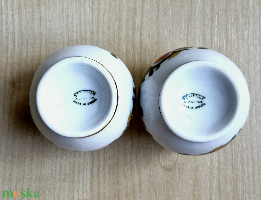 Ritka vintage Schmidt Brazil porcelán mini váza pár � aranyozott, 5 cm - otthon & életmód - virágdekoráció - virágtartó - váza - Meska.hu