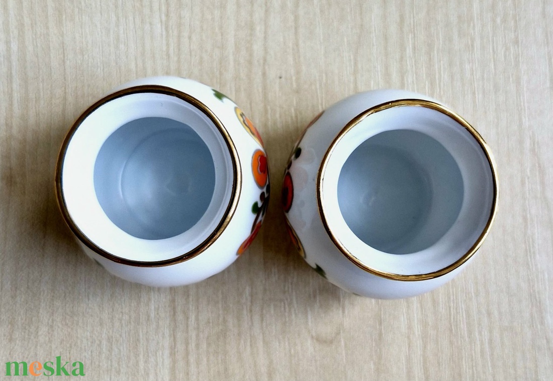 Ritka vintage Schmidt Brazil porcelán mini váza pár � aranyozott, 5 cm - otthon & életmód - virágdekoráció - virágtartó - váza - Meska.hu