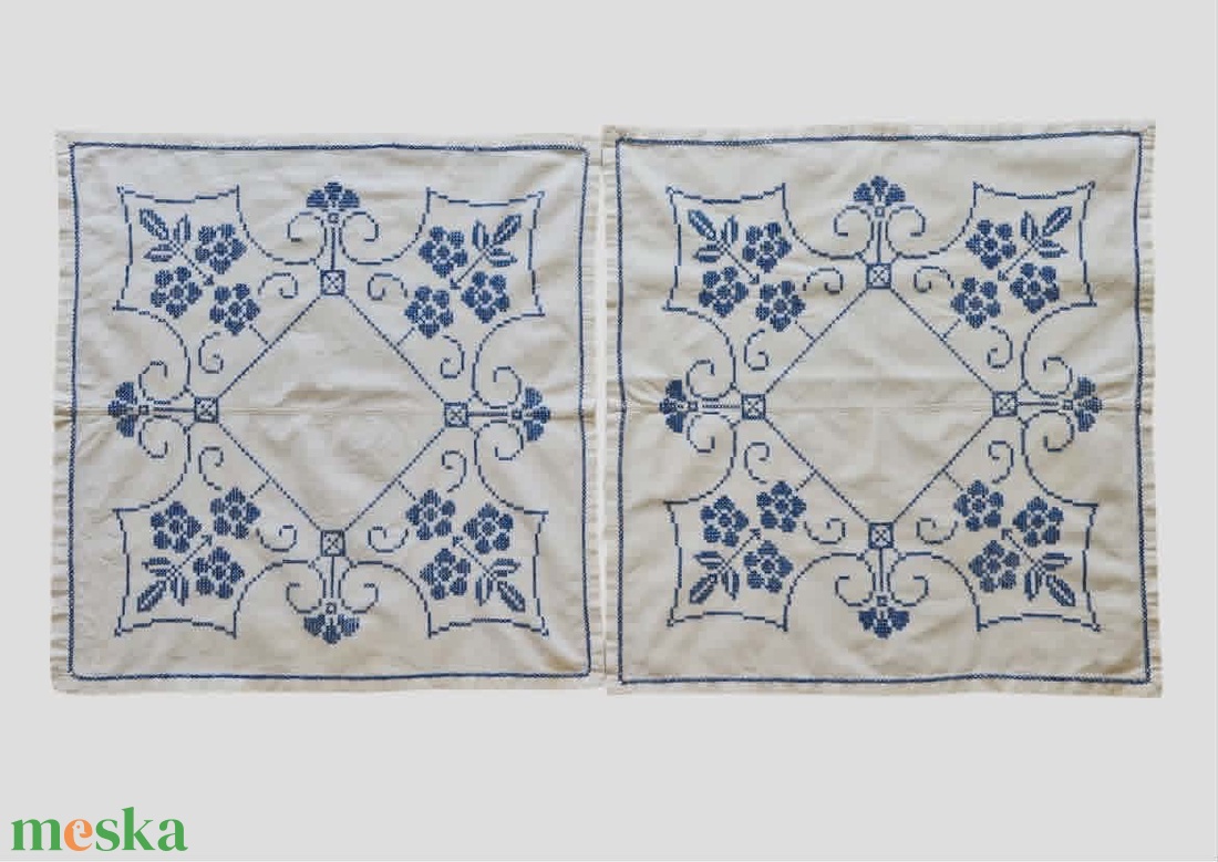 Vintage háziszőttes beregi hímzett kisterítő szett 2db 60x60 cm - otthon & életmód - lakástextil - abrosz, terítő - asztalközép terítő - Meska.hu