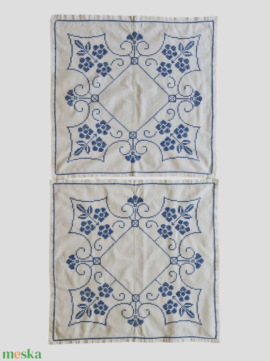 Vintage háziszőttes beregi hímzett kisterítő szett 2db 60x60 cm - otthon & életmód - lakástextil - abrosz, terítő - asztalközép terítő - Meska.hu