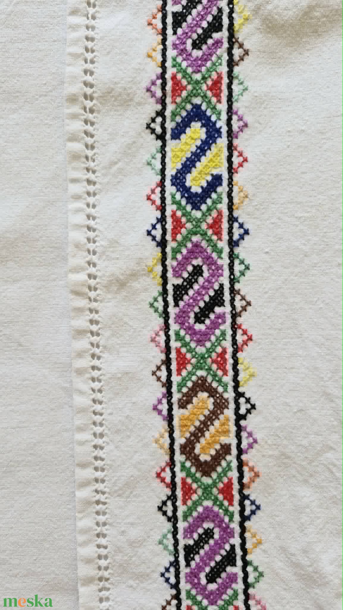 Antik kéziszőtt hímzett népviseleti kötény gyűjtői 60x70 cm - otthon & életmód - konyhafelszerelés, tálalás - konyhai textil - kötény - Meska.hu