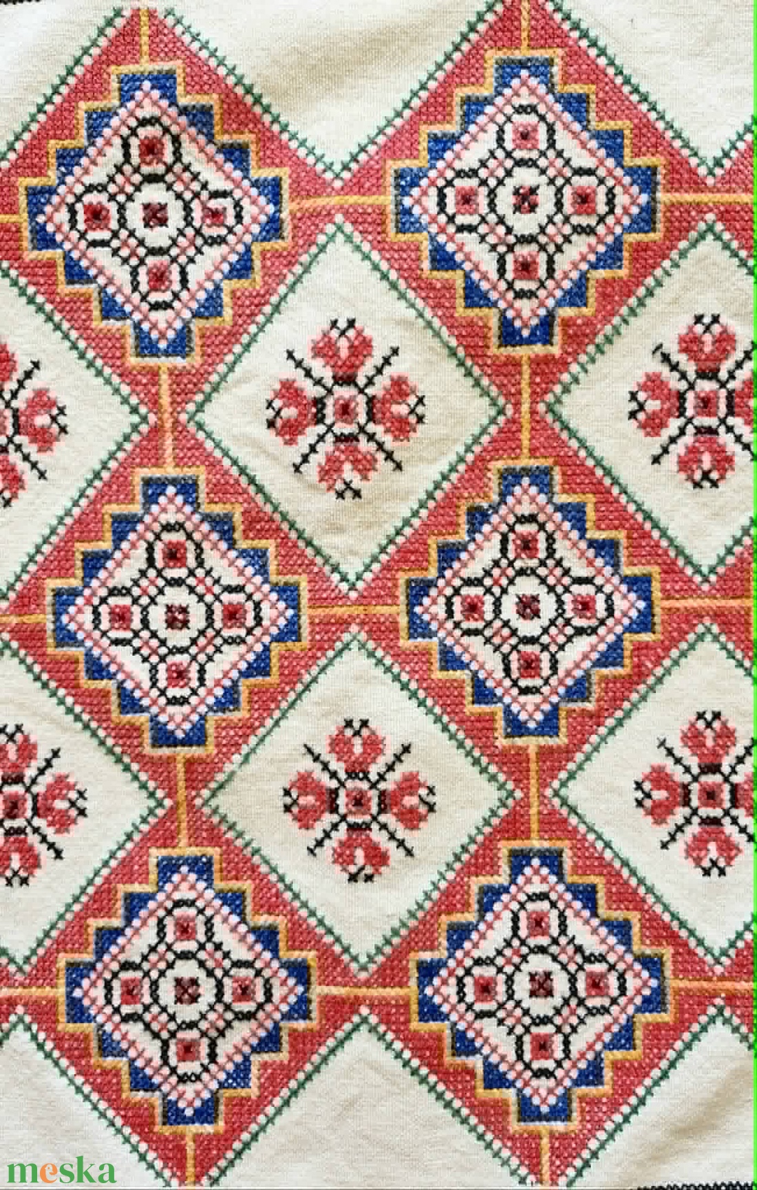 Vintage kéziszövött hímzett Rákóczi mintás párnahuzat 53x48 cm - otthon & életmód - lakástextil - párna & párnahuzat - díszpárnahuzat - Meska.hu