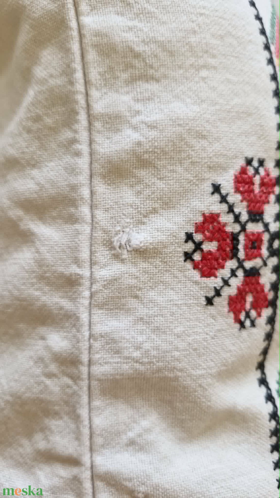 Vintage kéziszövött hímzett Rákóczi mintás párnahuzat 53x48 cm - otthon & életmód - lakástextil - párna & párnahuzat - díszpárnahuzat - Meska.hu