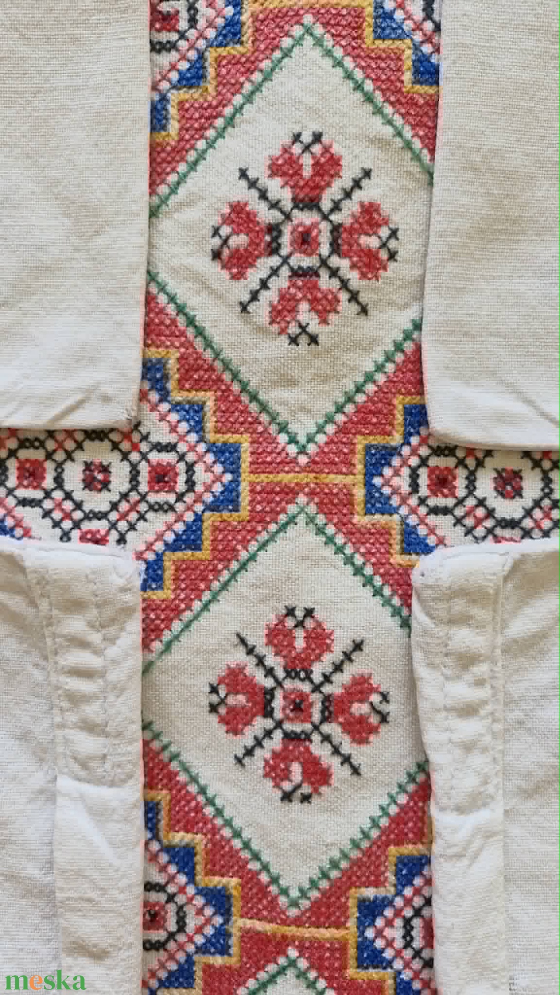Vintage kéziszövött hímzett Rákóczi mintás párnahuzat 53x48 cm - otthon & életmód - lakástextil - párna & párnahuzat - díszpárnahuzat - Meska.hu