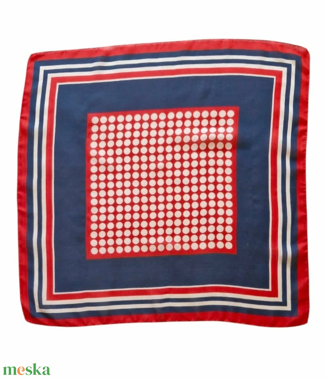 Klasszikus vintage tengerész kendő � Piros-kék-fehér pöttyös és csíkos (60x60 cm) - ruha & divat - sál, sapka, kendő - kendő - Meska.hu