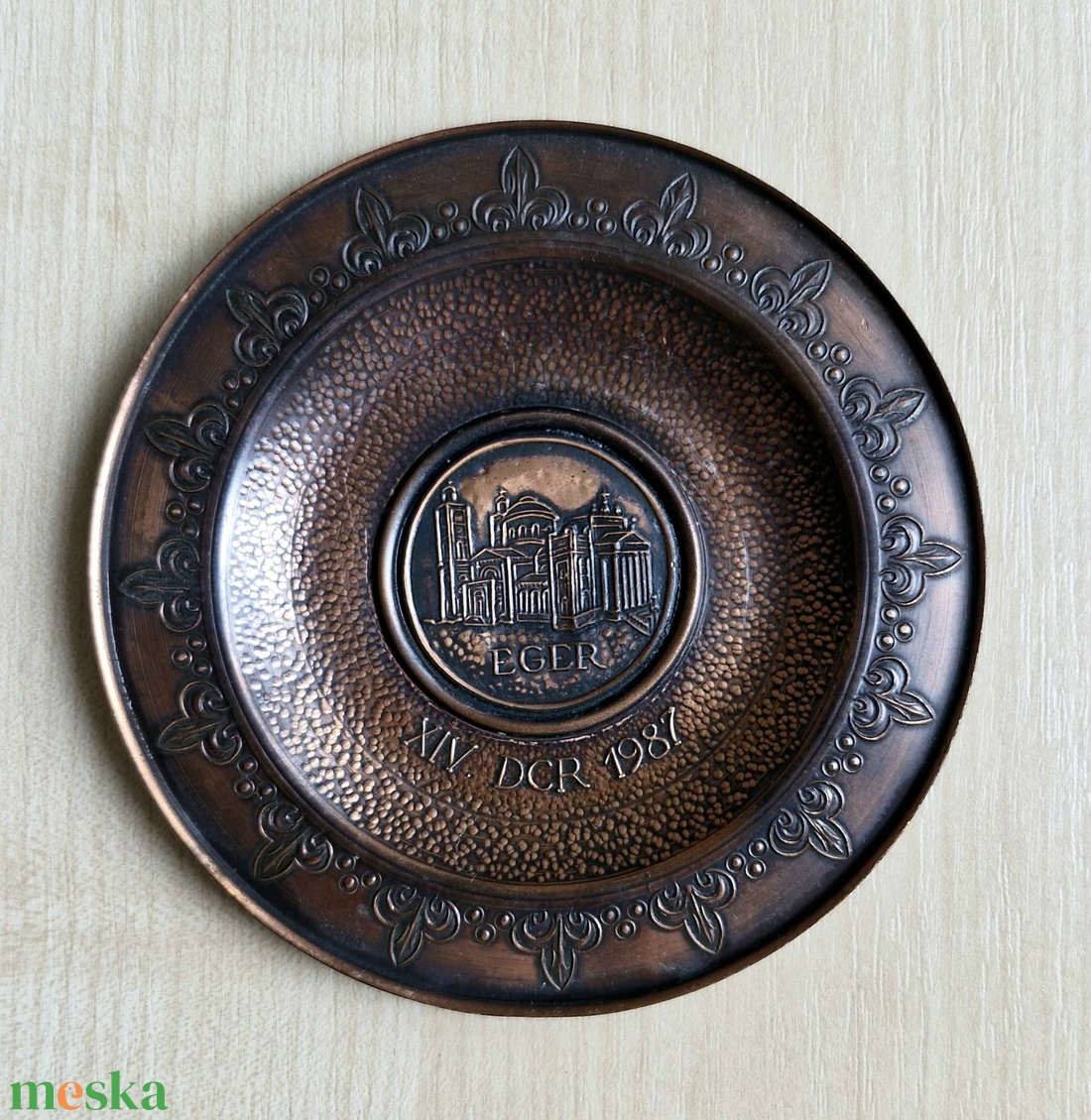 Ritka Agrártörténeti Vörösréz Emlékplakett � Egri Bazilika, XIV. DCR 1987 (12 cm) - otthon & életmód - dekoráció - dísztárgy - Meska.hu