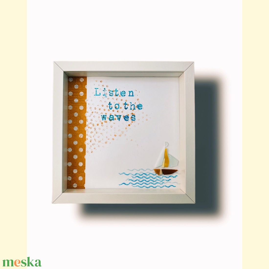 ragyogó hullámok // üvegmozaik kép keretben - balatoni vitorlás - otthon & lakás - dekoráció - kép & falikép - üvegkép - Meska.hu