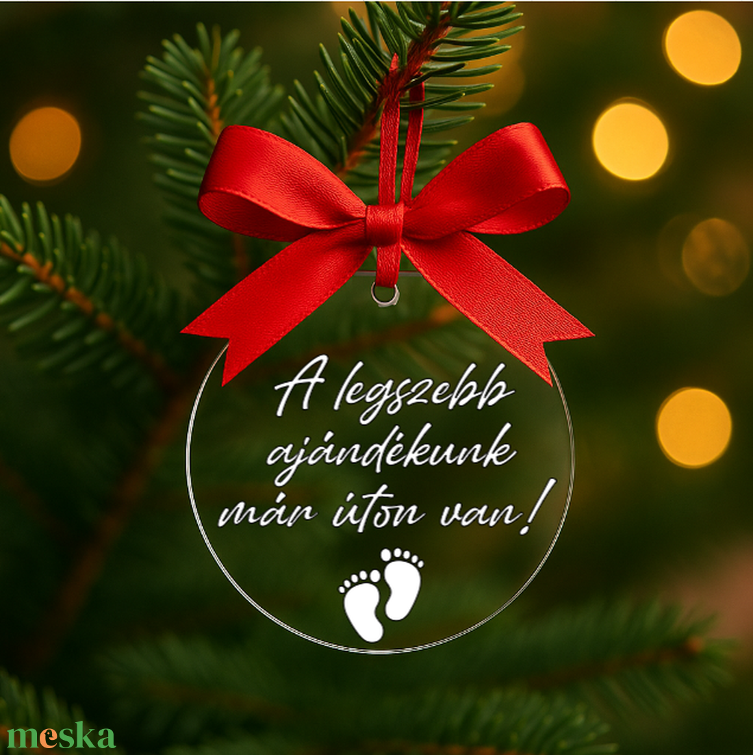 Baba bejelentő karácsonyfadísz, Baba emlékörző, Baba bejelentő korong, Babaváró ajándék - karácsony - karácsonyi lakásdekoráció - karácsonyfadíszek - Meska.hu