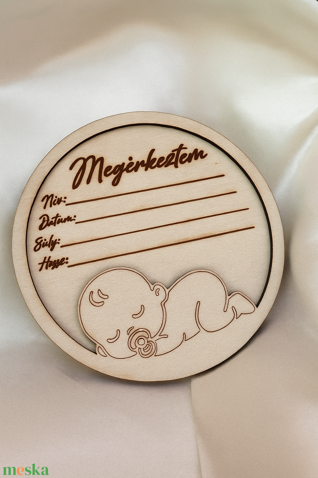 Baba emlékörző, Baba bejelentő korong, baba mérföldkő kártya, újszülött ajándék, babaváró - otthon & életmód - babaszoba, gyerekszoba - babaszoba dekoráció - Meska.hu