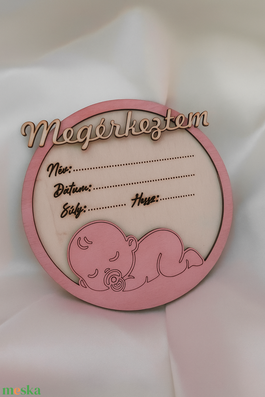 Baba emlékörző, Baba bejelentő korong, baba mérföldkő kártya, újszülött ajándék, babaváró - otthon & életmód - babaszoba, gyerekszoba - babaszoba dekoráció - Meska.hu