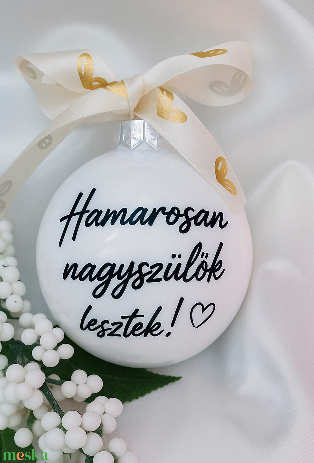 Baba bejelentő karácsonyi gömb, üveggömb, névre szóló, mama, papa bejelentő - karácsony - karácsonyi lakásdekoráció - karácsonyfadíszek - Meska.hu