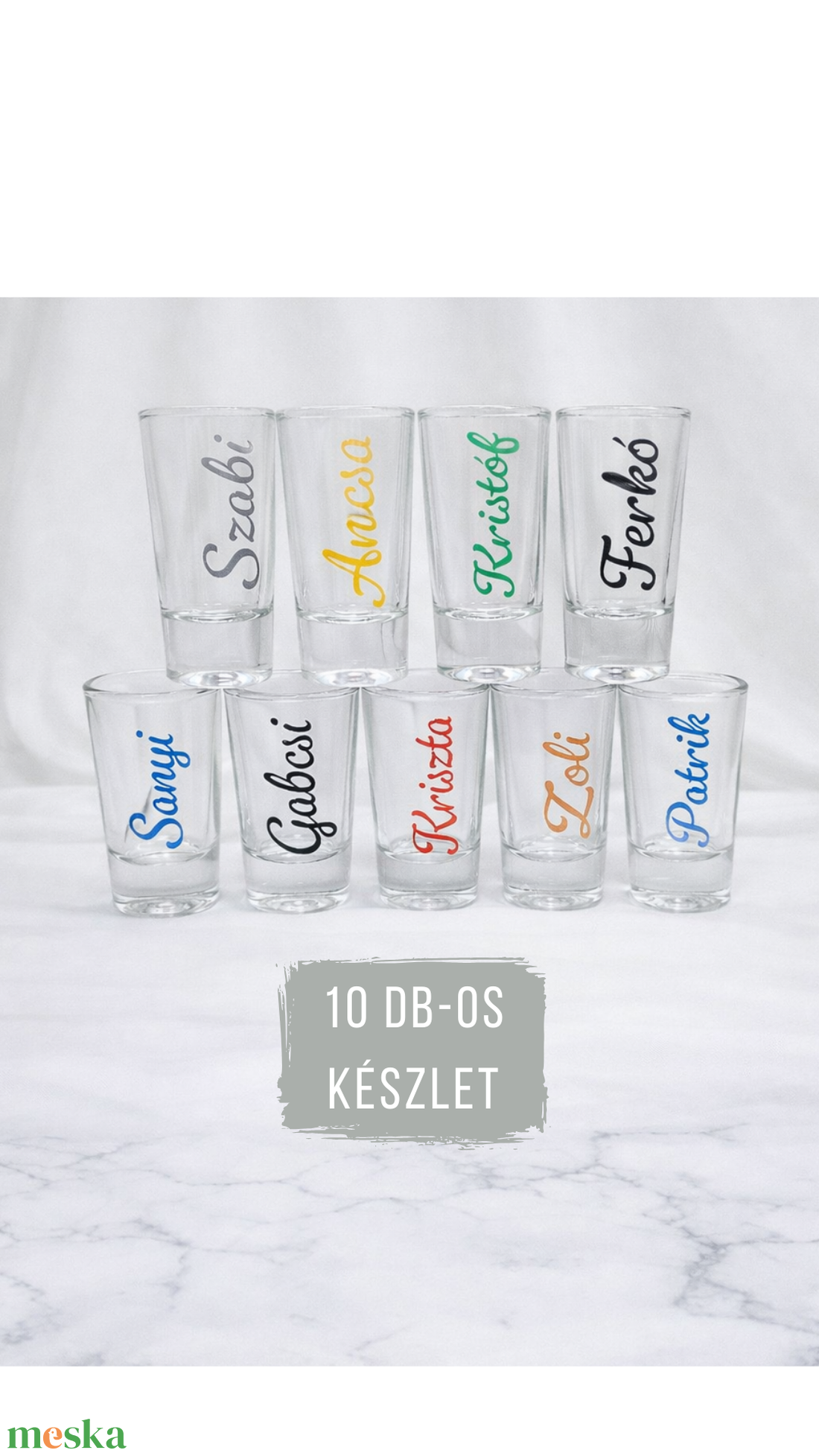 10 db-os Névre szóló felespohár készlet, pálinkás pohár köszönőajándék, ültető pohár - esküvő - emlék & ajándék - köszönőajándék - Meska.hu