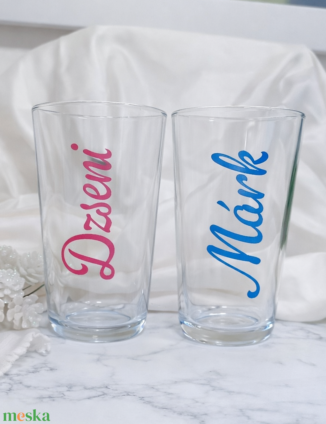Névre szóló pohár készlet, pálinkás pohár köszönőajándék, ültető pohár, neves pohár, üveg pohár - esküvő - emlék & ajándék - köszönőajándék - Meska.hu