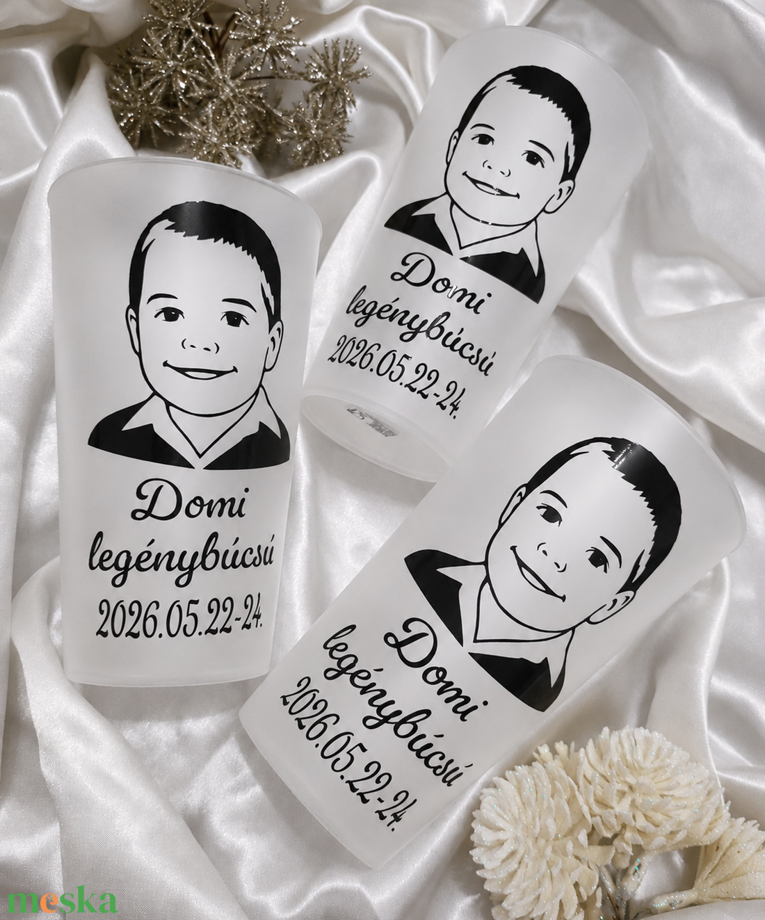 Arcképes legénybúcsús pohár, Repohár névvel, Egyedi feliratos repohár, Esküvői köszönőajándék, névre szóló pohár - esküvő - legénybúcsú - Meska.hu