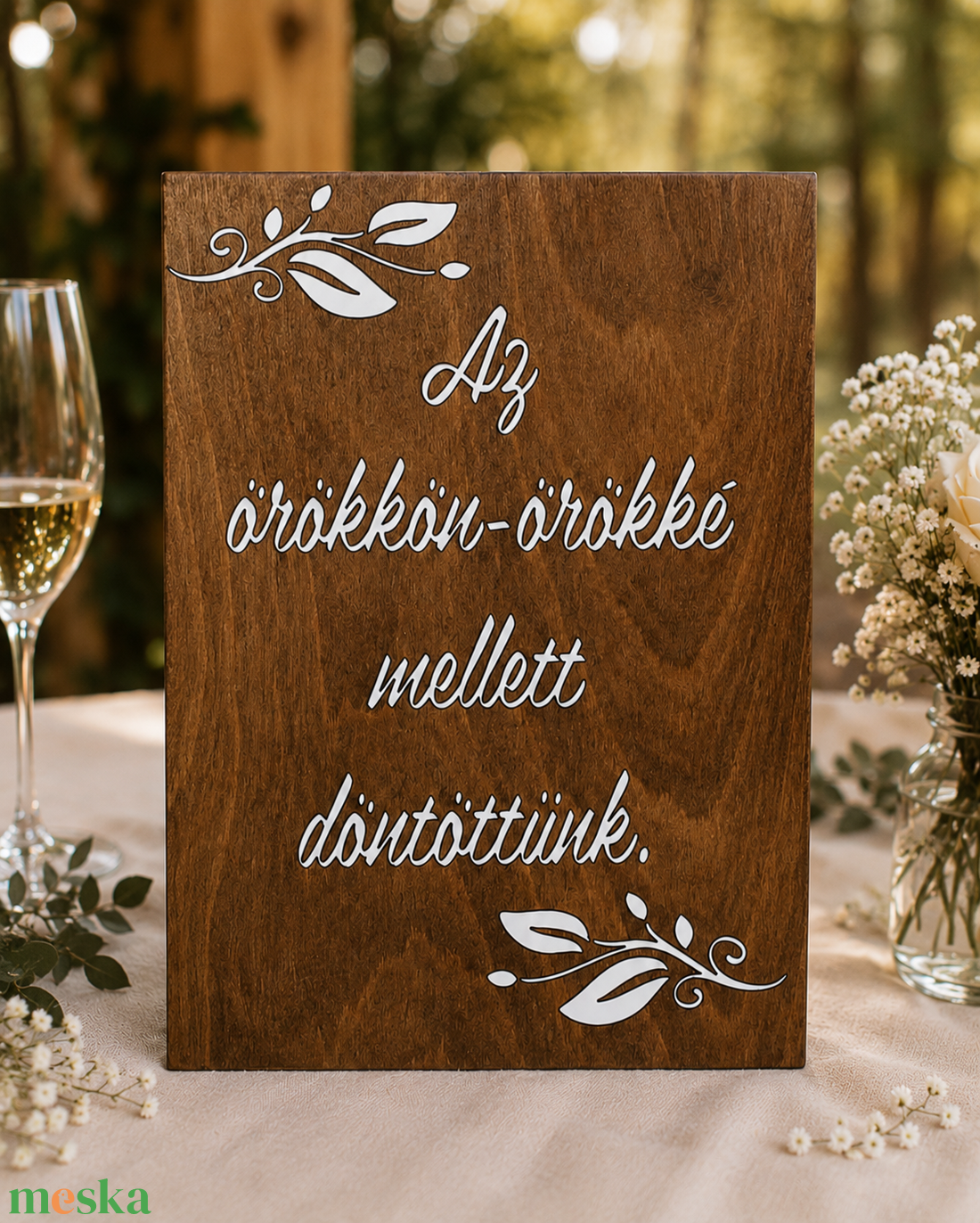 Lakodalmas tábla , Esküvői tábla, Örökkön-örökké feliratú tábla, fa tábla - esküvő - dekoráció - tábla & jelzés - Meska.hu