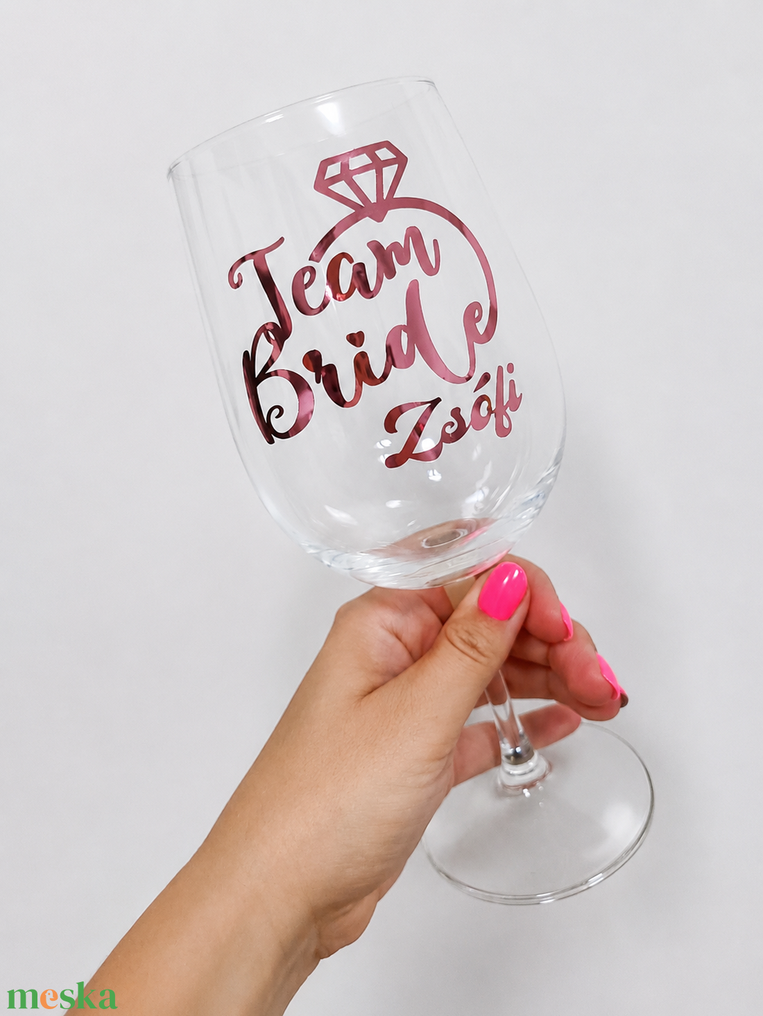 Egyedi feliratos borospohár lánybúcsúra � Bride / Team Bride / névre szóló kivitelben - otthon & életmód - konyhafelszerelés, tálalás - tálalás - boros poharak, szettek - Meska.hu