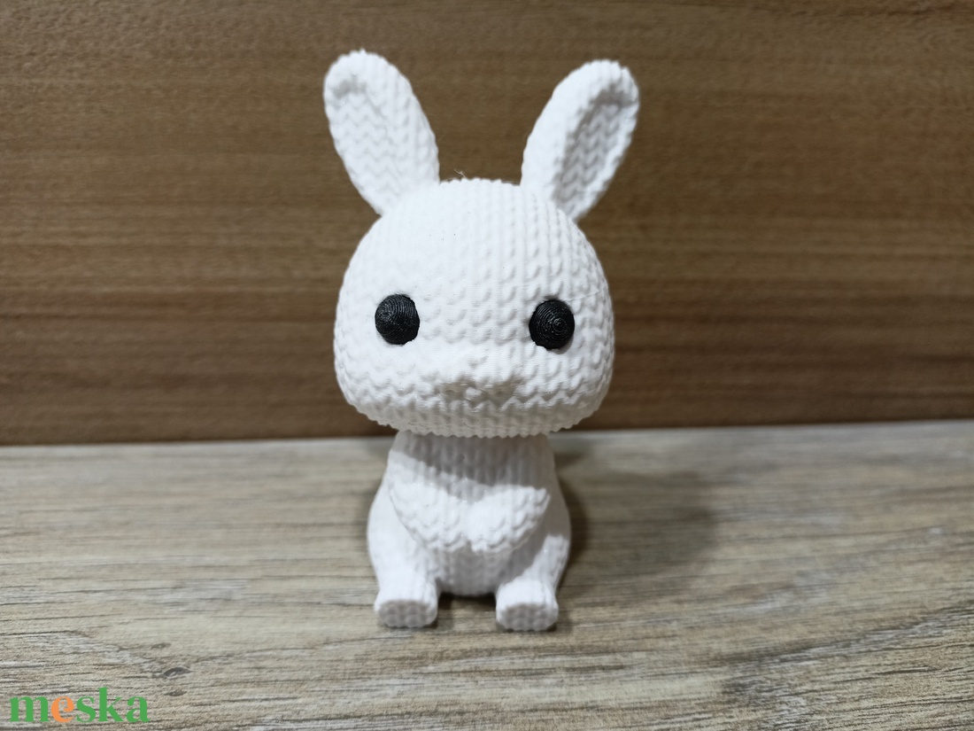 3D nyomtatott kötött nyuszi figura - 7 cm-es PLA dekoráció - ünnepi díszek, dekorációk - húsvéti díszek és dekorációk - húsvéti asztaldíszek - Meska.hu