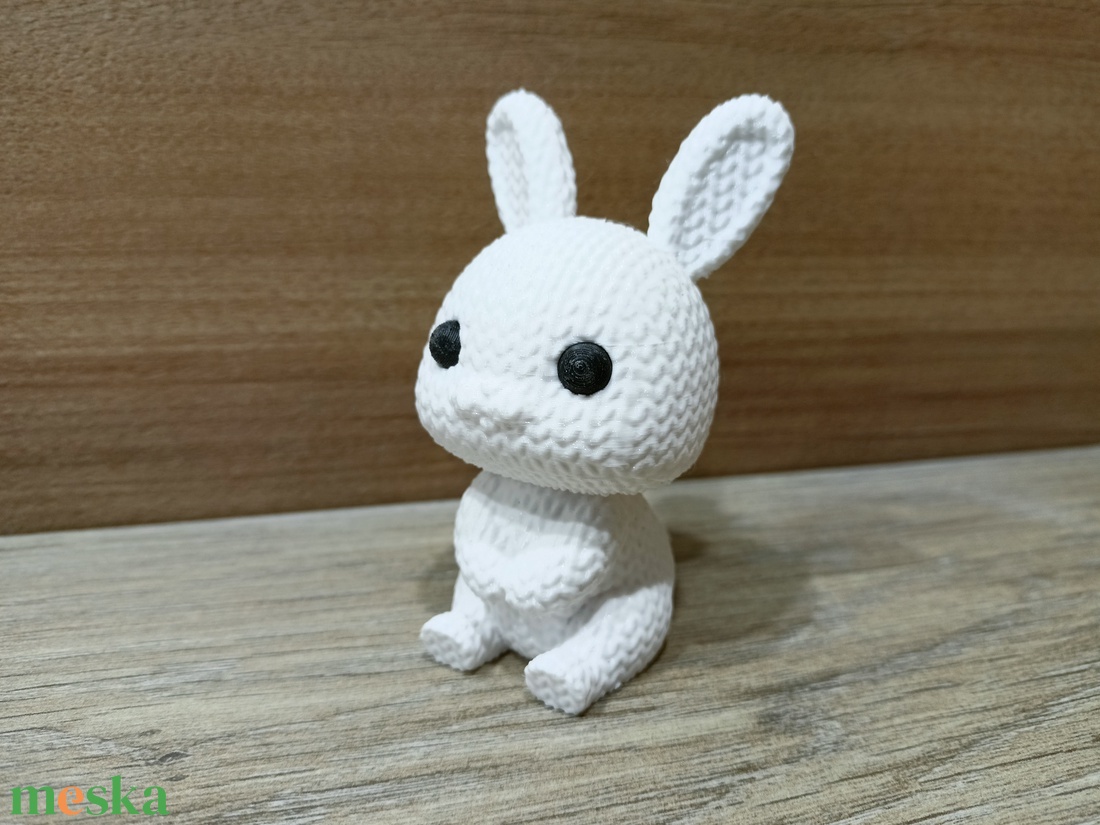 3D nyomtatott kötött nyuszi figura - 7 cm-es PLA dekoráció - ünnepi díszek, dekorációk - húsvéti díszek és dekorációk - húsvéti asztaldíszek - Meska.hu