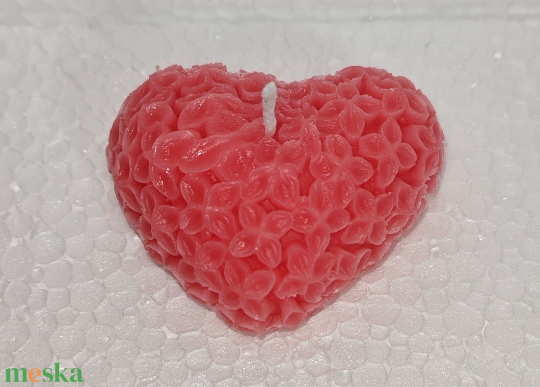 Szív gyertya virágokból  - otthon & életmód - gyertya, illat, aroma - gyertya - Meska.hu