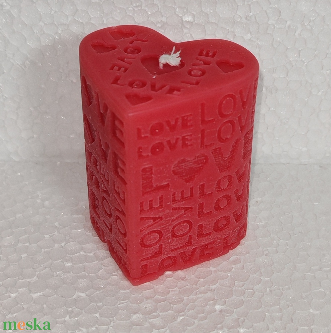 Szív tömb gyertya love feliratokkal  - otthon & életmód - gyertya, illat, aroma - gyertya - Meska.hu