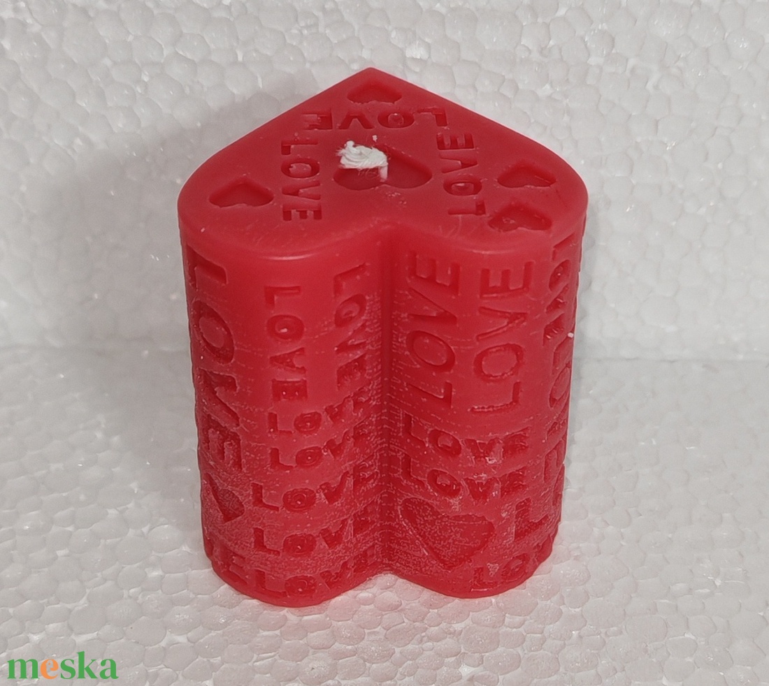 Szív tömb gyertya love feliratokkal  - otthon & életmód - gyertya, illat, aroma - gyertya - Meska.hu