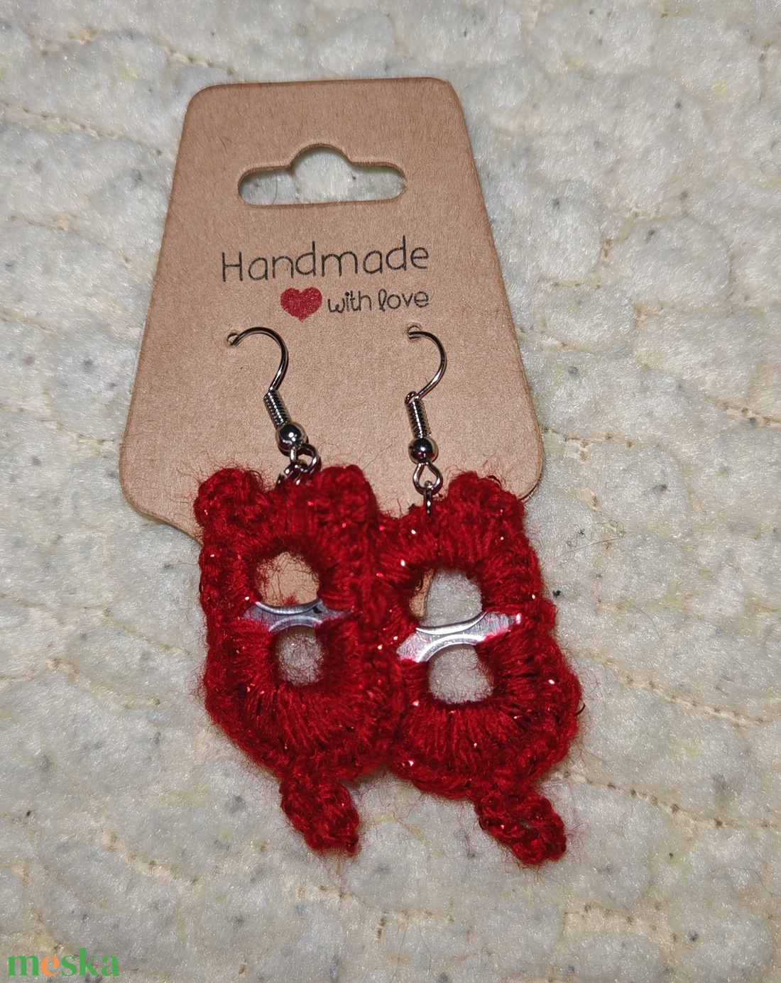 Horgolt cicás fülbevaló - ékszer - fülbevaló - lógó fülbevaló - Meska.hu