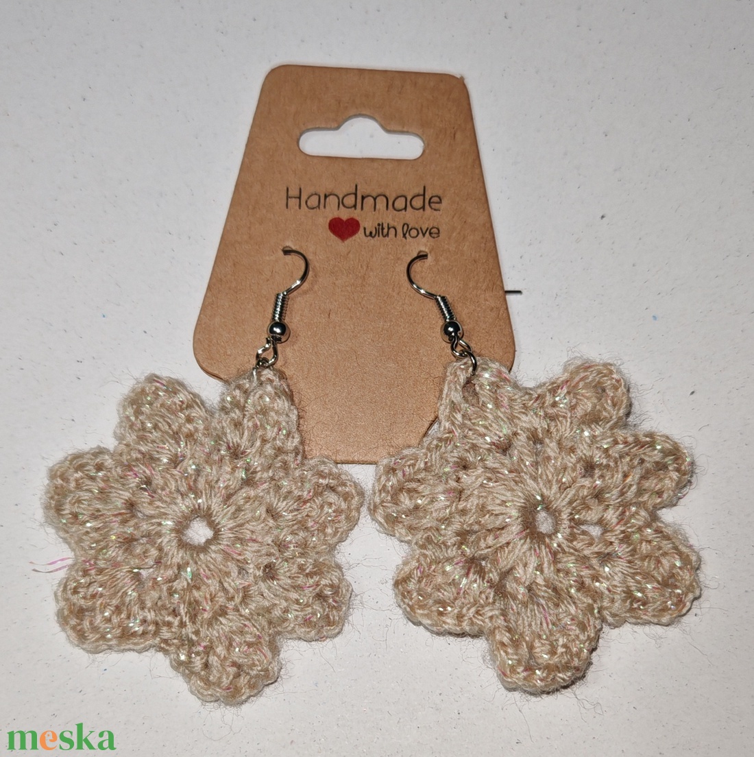 Horgolt virág fülbevaló - ékszer - fülbevaló - lógó fülbevaló - Meska.hu