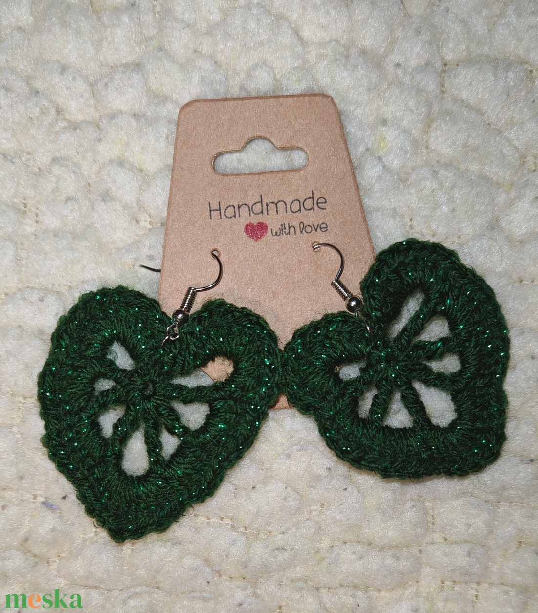 Levél horgolt fülbevaló - ékszer - fülbevaló - lógó fülbevaló - Meska.hu