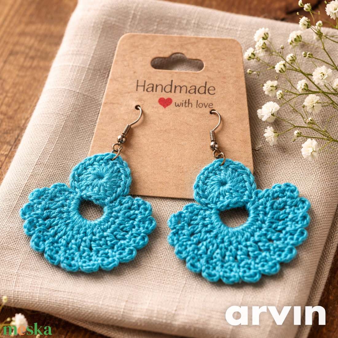 Bohém horgolt fülbevaló - ékszer - fülbevaló - lógó fülbevaló - Meska.hu