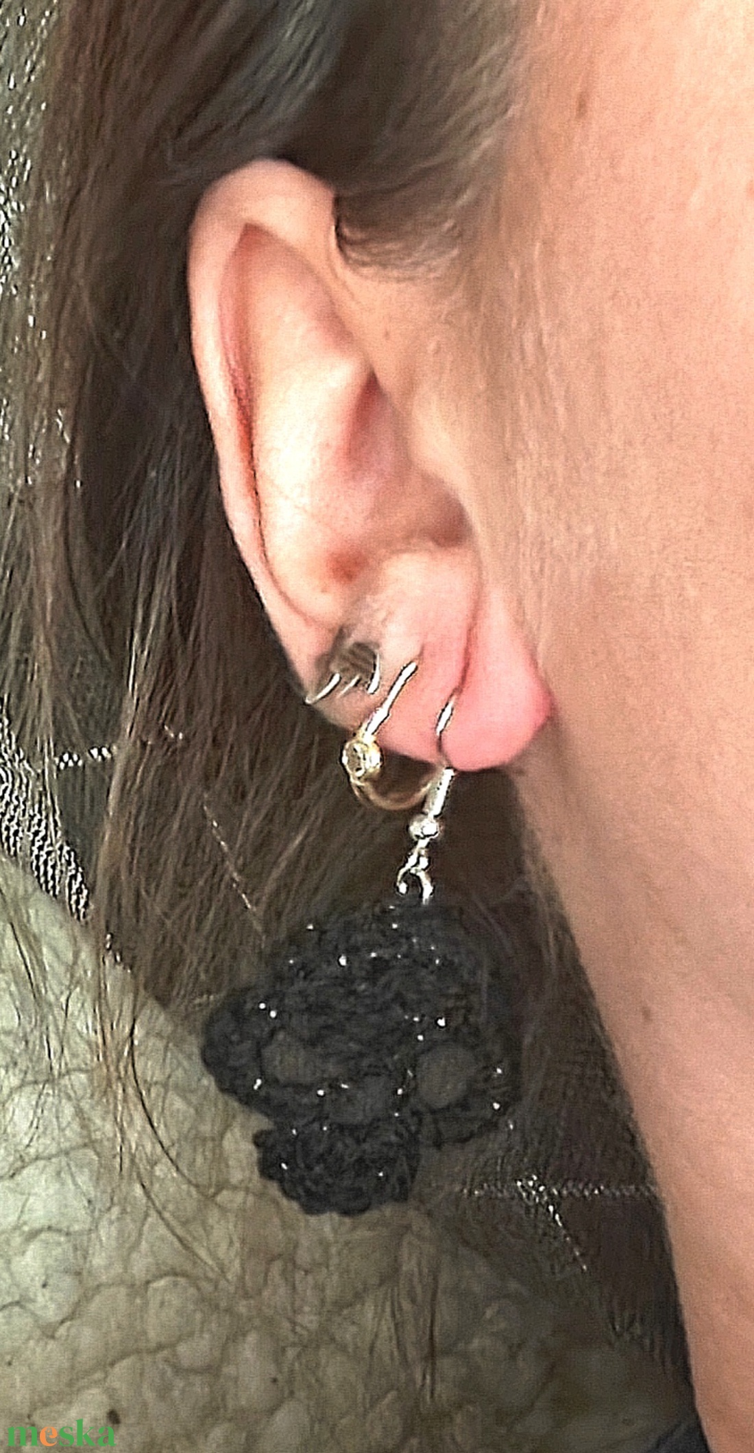 Horgolt koponya fülbevaló - ékszer - fülbevaló - lógó fülbevaló - Meska.hu