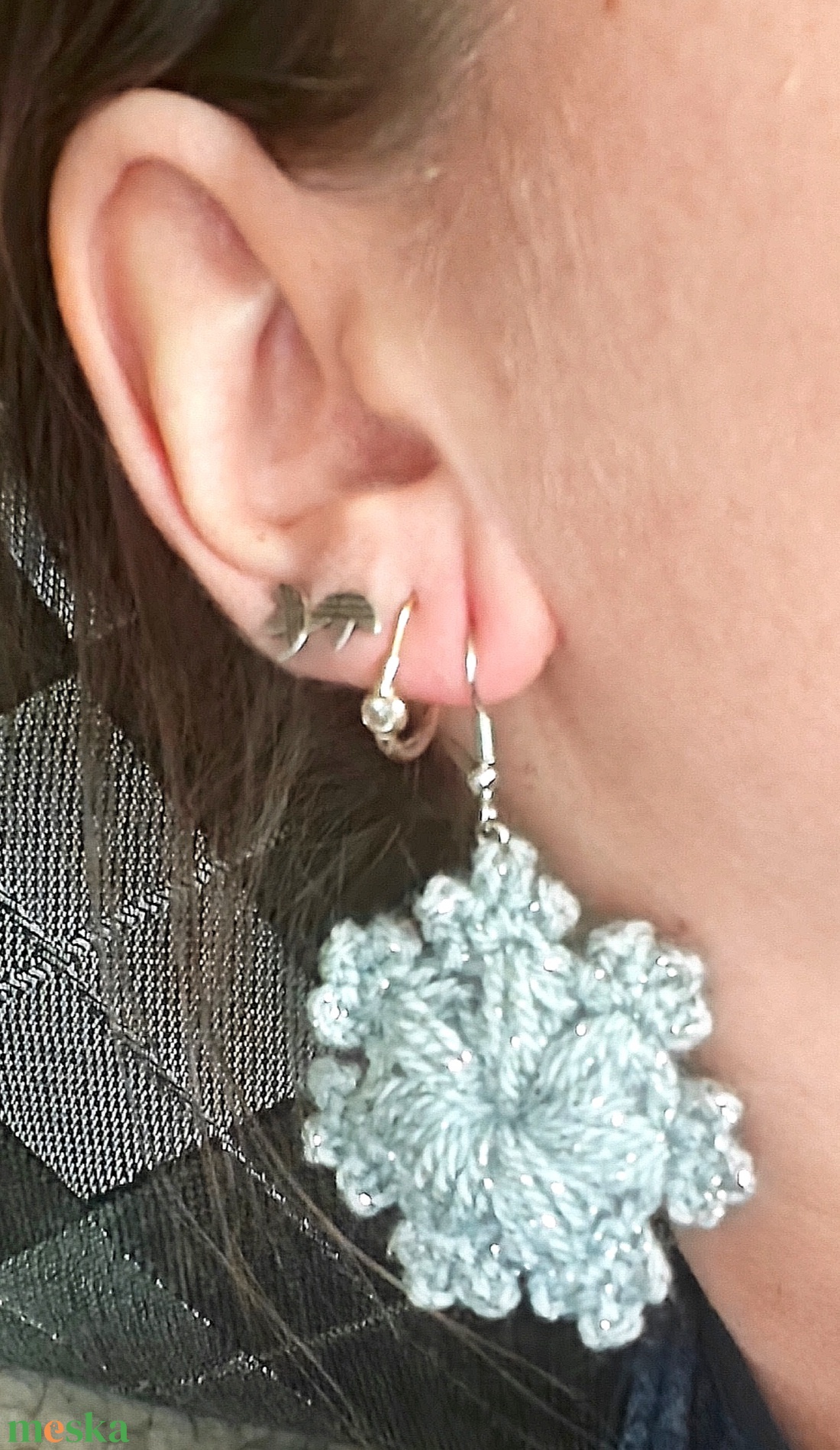 Holdcsipke horgolt fülbevaló - ékszer - fülbevaló - lógó fülbevaló - Meska.hu