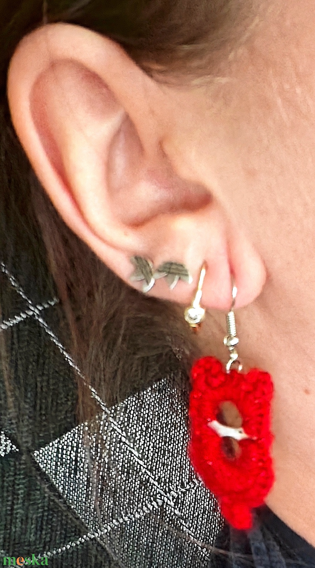 Horgolt cicás fülbevaló - ékszer - fülbevaló - lógó fülbevaló - Meska.hu