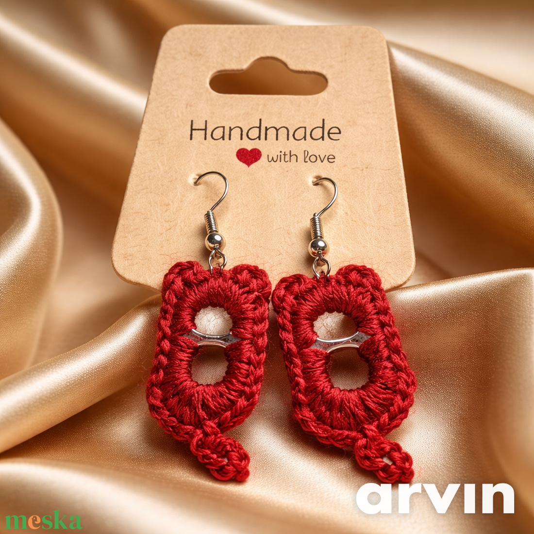 Horgolt cicás fülbevaló - ékszer - fülbevaló - lógó fülbevaló - Meska.hu