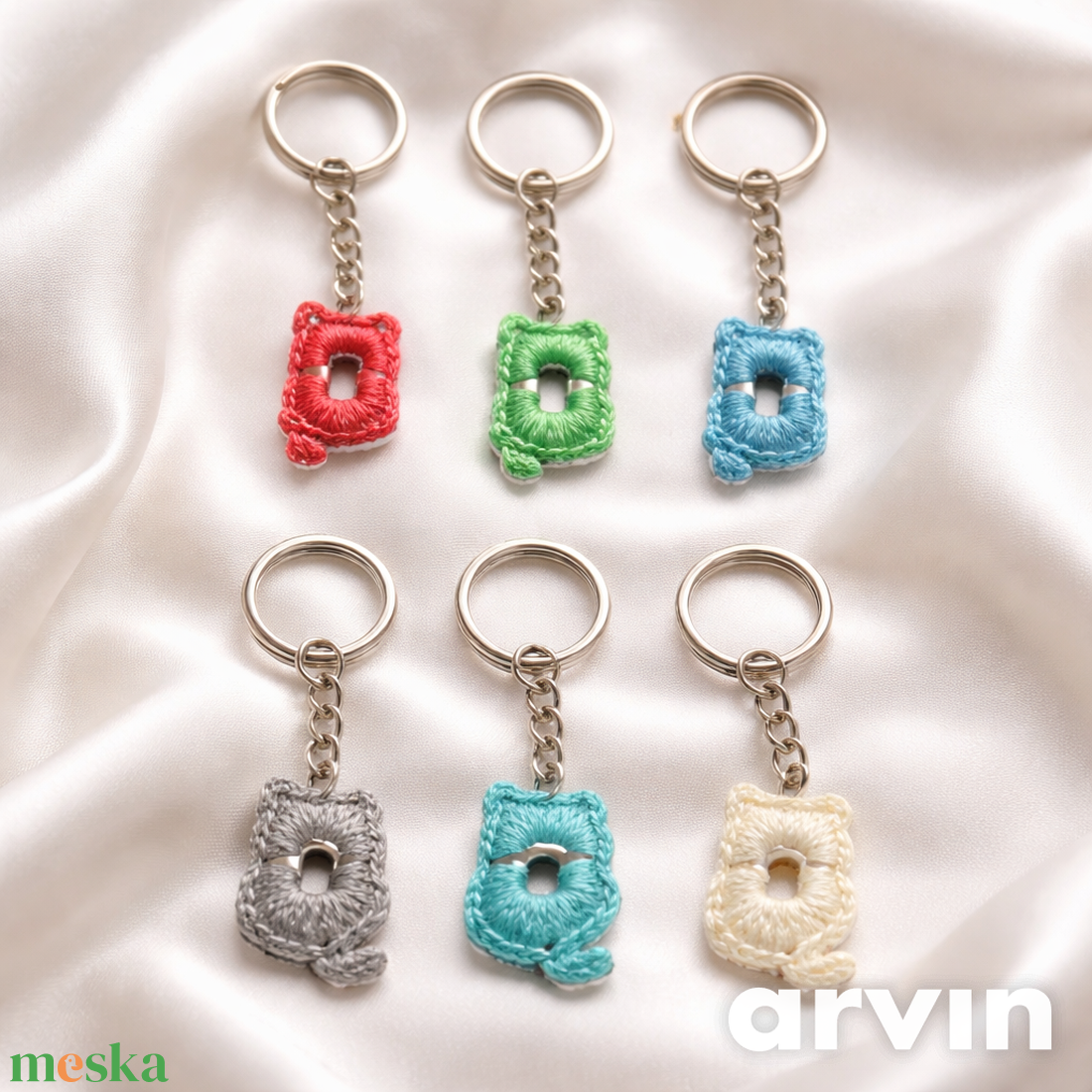 Horgolt cicás kulcstartó  - táska & tok - kulcstartó & táskadísz - kulcstartó - Meska.hu