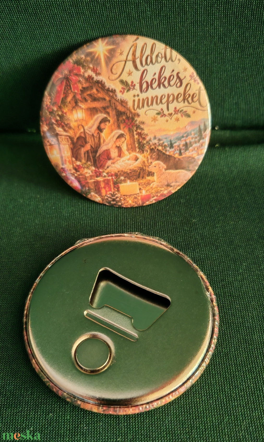 Betlehemes karácsonyi 58 mm-es sörnyitós hűtő mágnes - otthon & életmód - konyhafelszerelés, tálalás - konyhai dekoráció - hűtőmágnes - Meska.hu