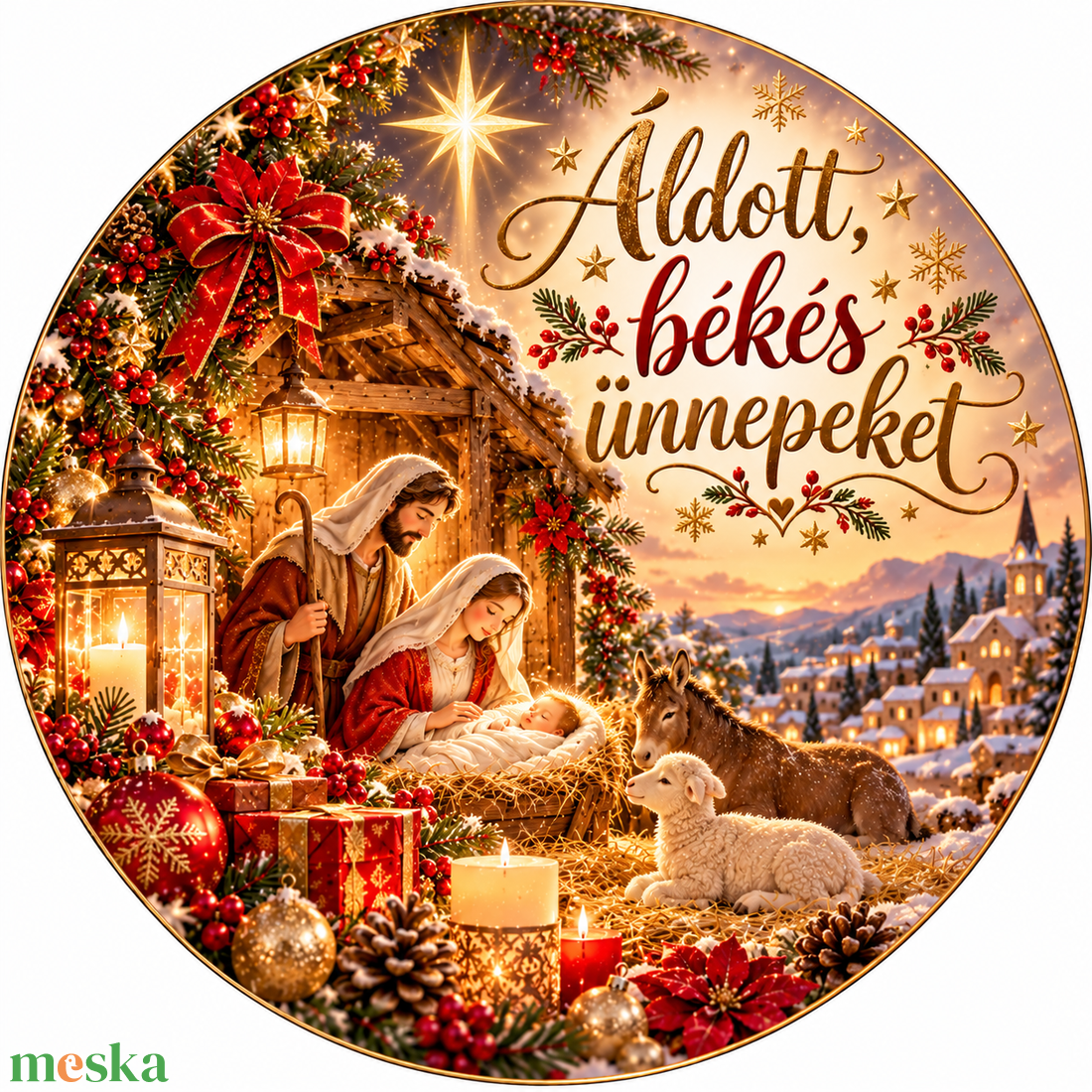 Betlehemes karácsonyi 58 mm-es kitűző - ékszer - kitűző és bross - Meska.hu