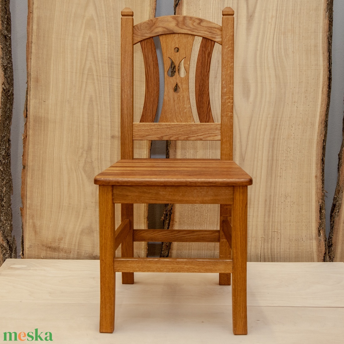 Tölgyfa szék-tulipános motívummal - otthon & lakás - bútor - szék & fotel - Meska.hu
