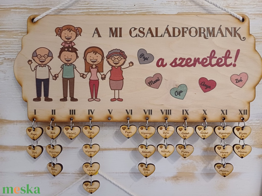Családi ünnepek fali naptár - otthon & életmód - dekoráció - fali és függő dekoráció - falinaptár & öröknaptár - Meska.hu