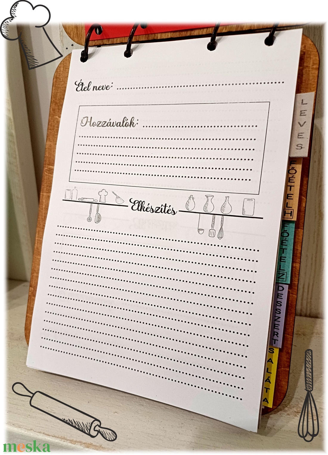 Névre szóló vágódeszka formájú receptes könyv - otthon & életmód - konyhafelszerelés, tálalás - sütés, főzés - vágódeszka - Meska.hu