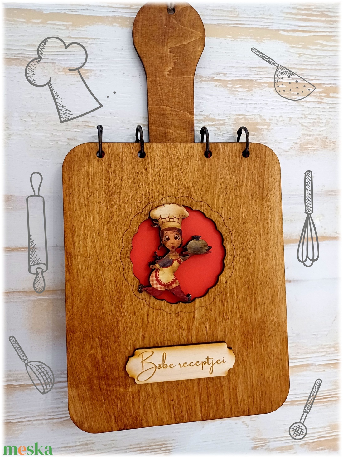 Névre szóló vágódeszka formájú receptes könyv - otthon & életmód - konyhafelszerelés, tálalás - sütés, főzés - vágódeszka - Meska.hu