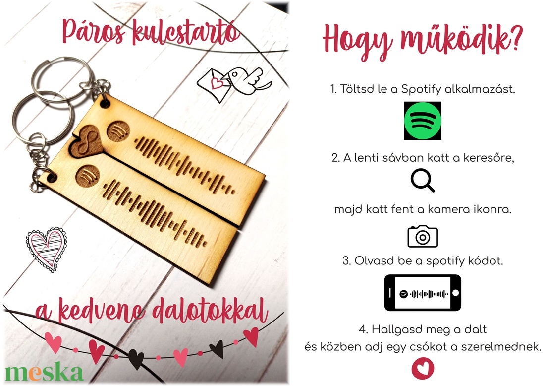 Valentin napi daloló kulcstartó - táska & tok - kulcstartó & táskadísz - kulcstartó - Meska.hu
