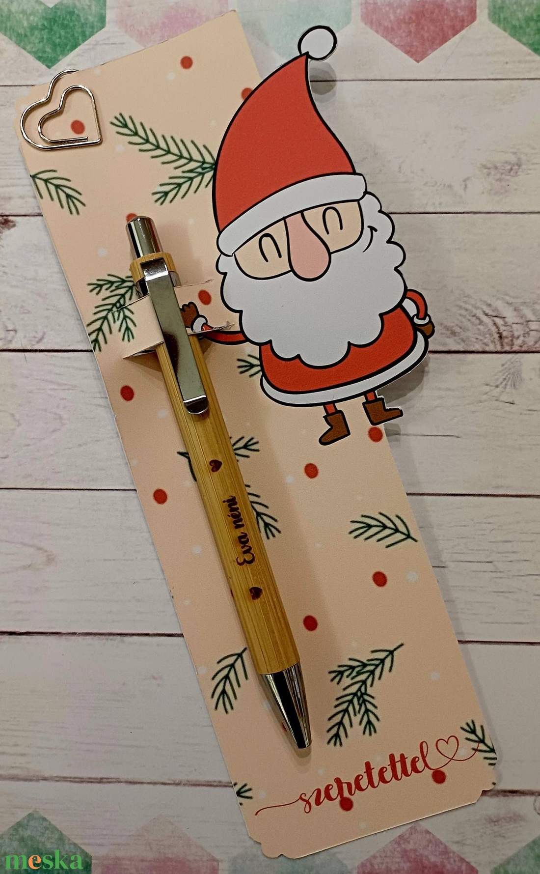 Gravírozott bambusztoll karácsonyi ruhában - otthon & életmód - papír, írószer - ceruza & toll - Meska.hu