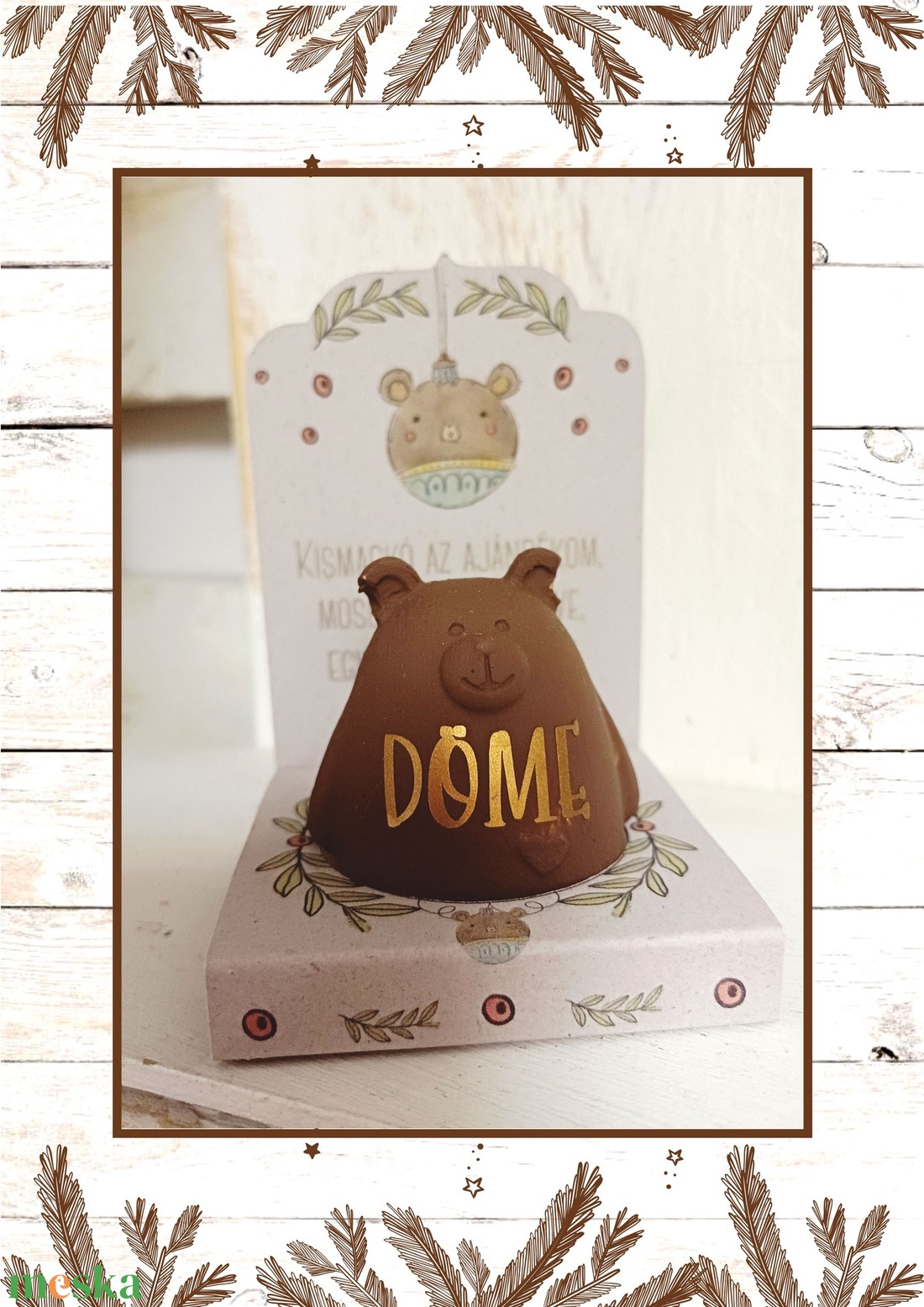 Névre szóló szingli mackó dobozkában - karácsony - karácsonyi lakásdekoráció - karácsonyi manók, figurák - Meska.hu