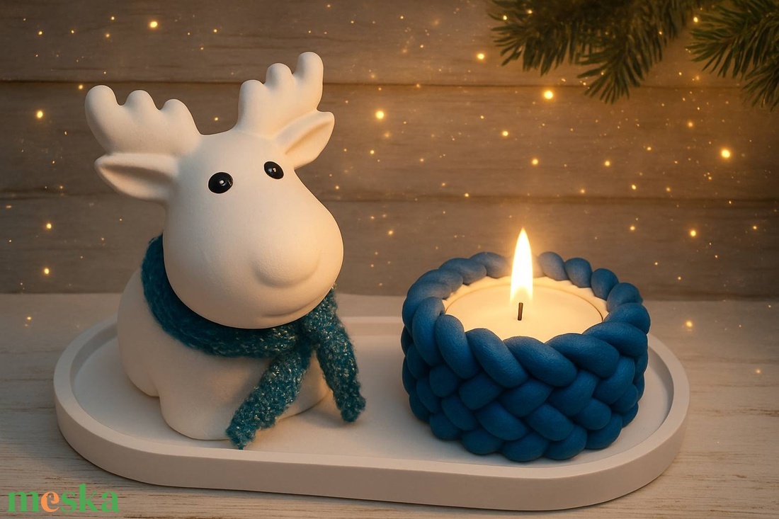 Mécsestartó tálka dundi szarvassal - karácsony - karácsonyi lakásdekoráció - karácsonyi lakásdíszek - Meska.hu