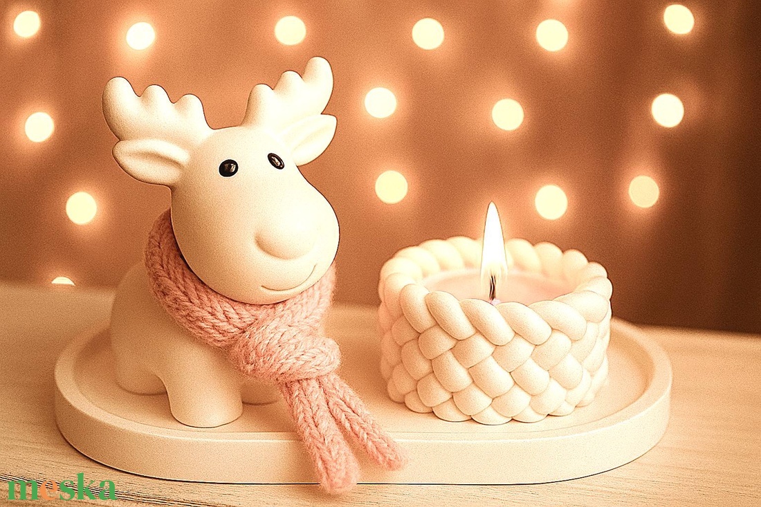 Mécsestartó tálka dundi szarvassal - karácsony - karácsonyi lakásdekoráció - karácsonyi lakásdíszek - Meska.hu