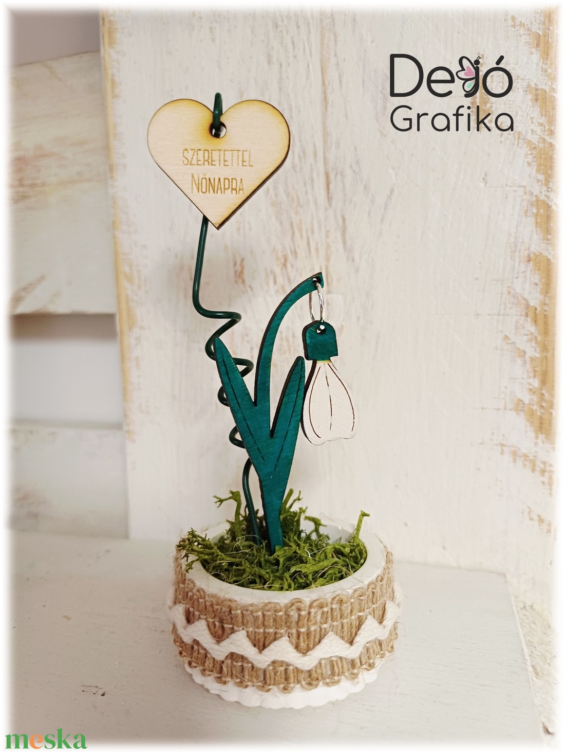 Nőnapi hóvirág dekor 1. - otthon & életmód - virágdekoráció - virágdíszek - asztali virágdísz - Meska.hu