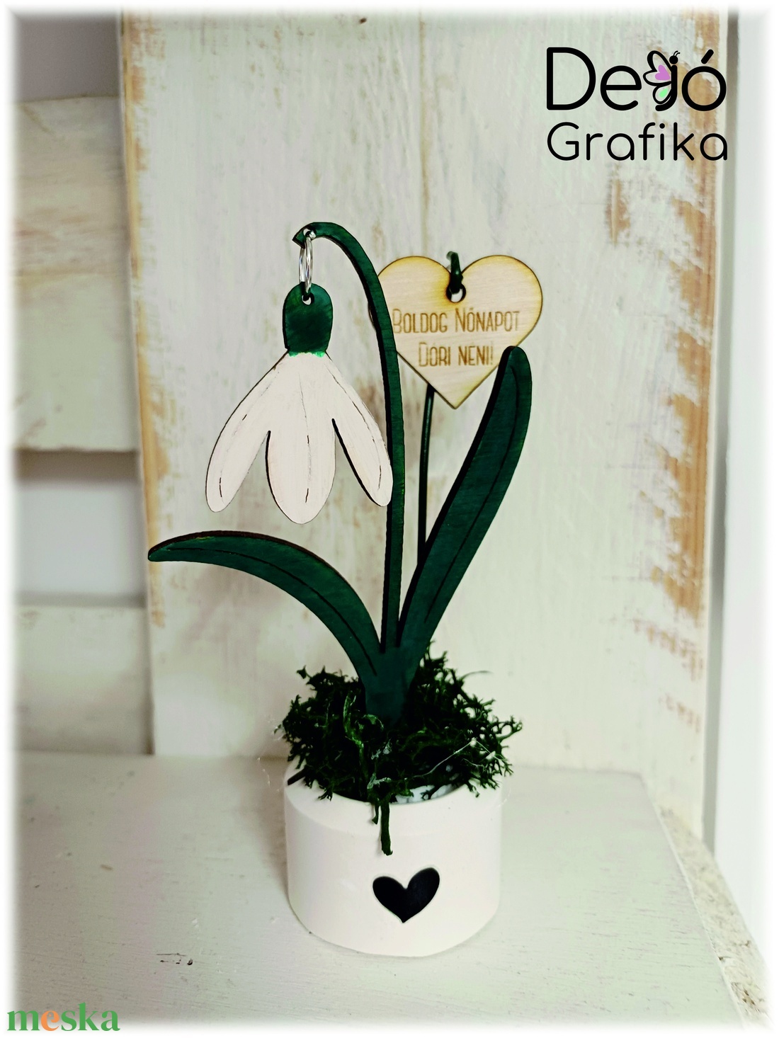 Nőnapi hóvirág dekor 1. - otthon & életmód - virágdekoráció - virágdíszek - asztali virágdísz - Meska.hu